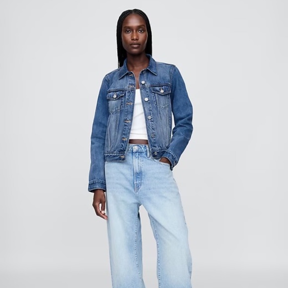 GAP Denim Jacket Jean Long Sleeve Fitted Medium Wash - Picture 1 of 10